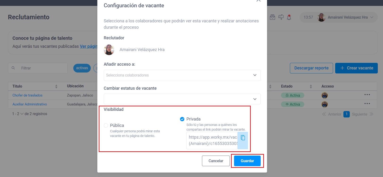 Reclutamiento Vacante 2