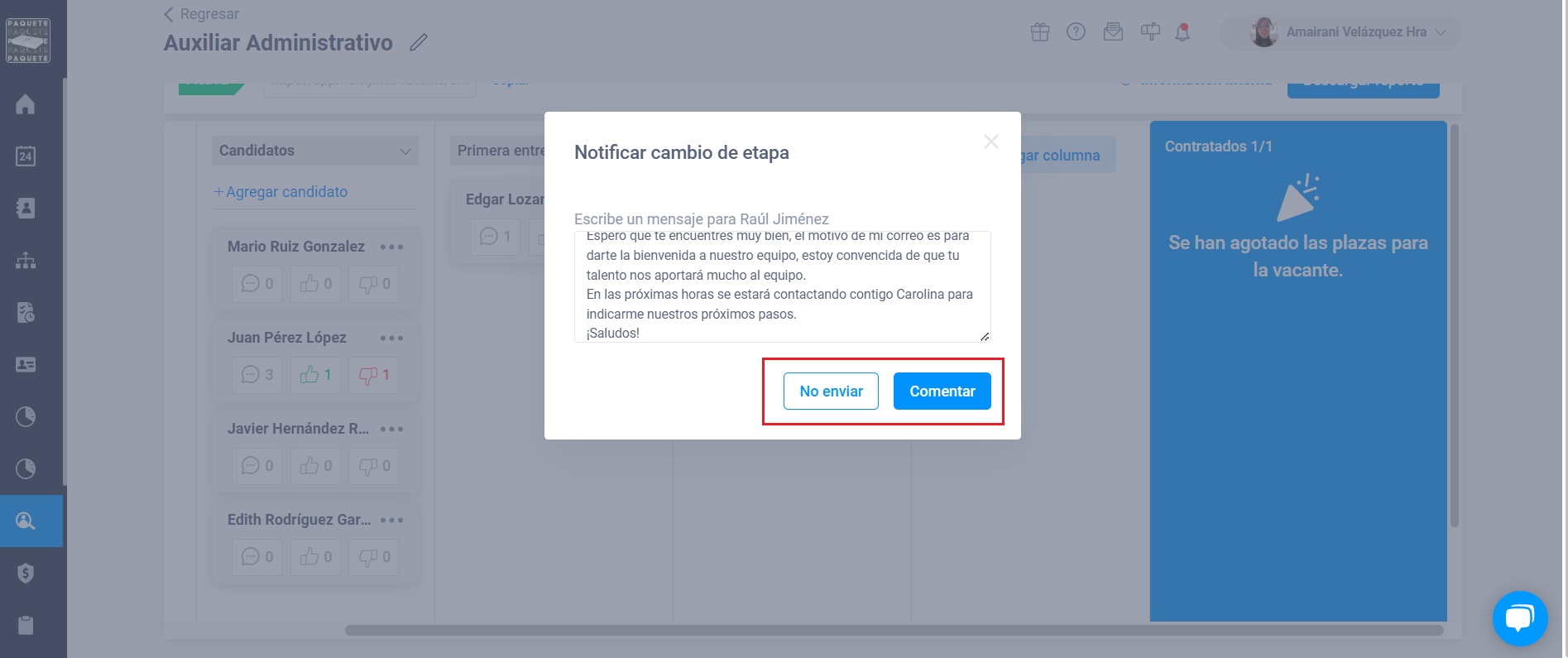 Reclutamiento cambio etapa 3