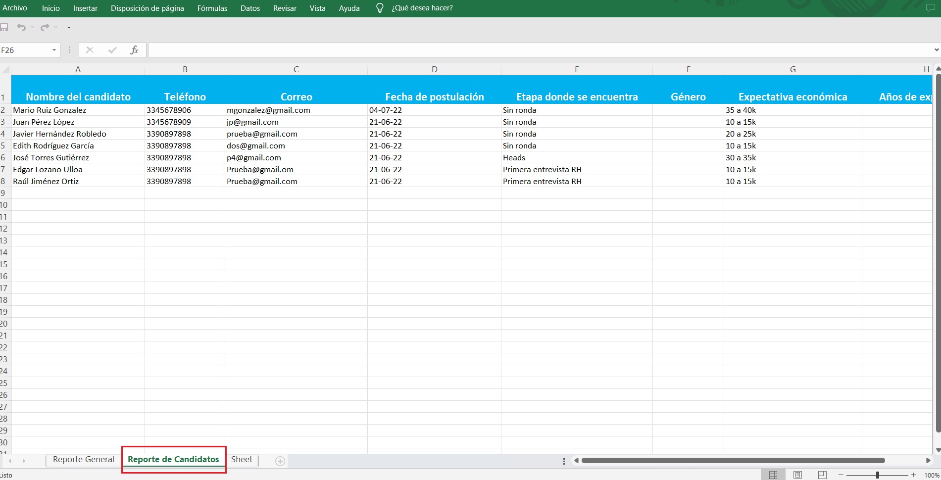Reporte vacante 4