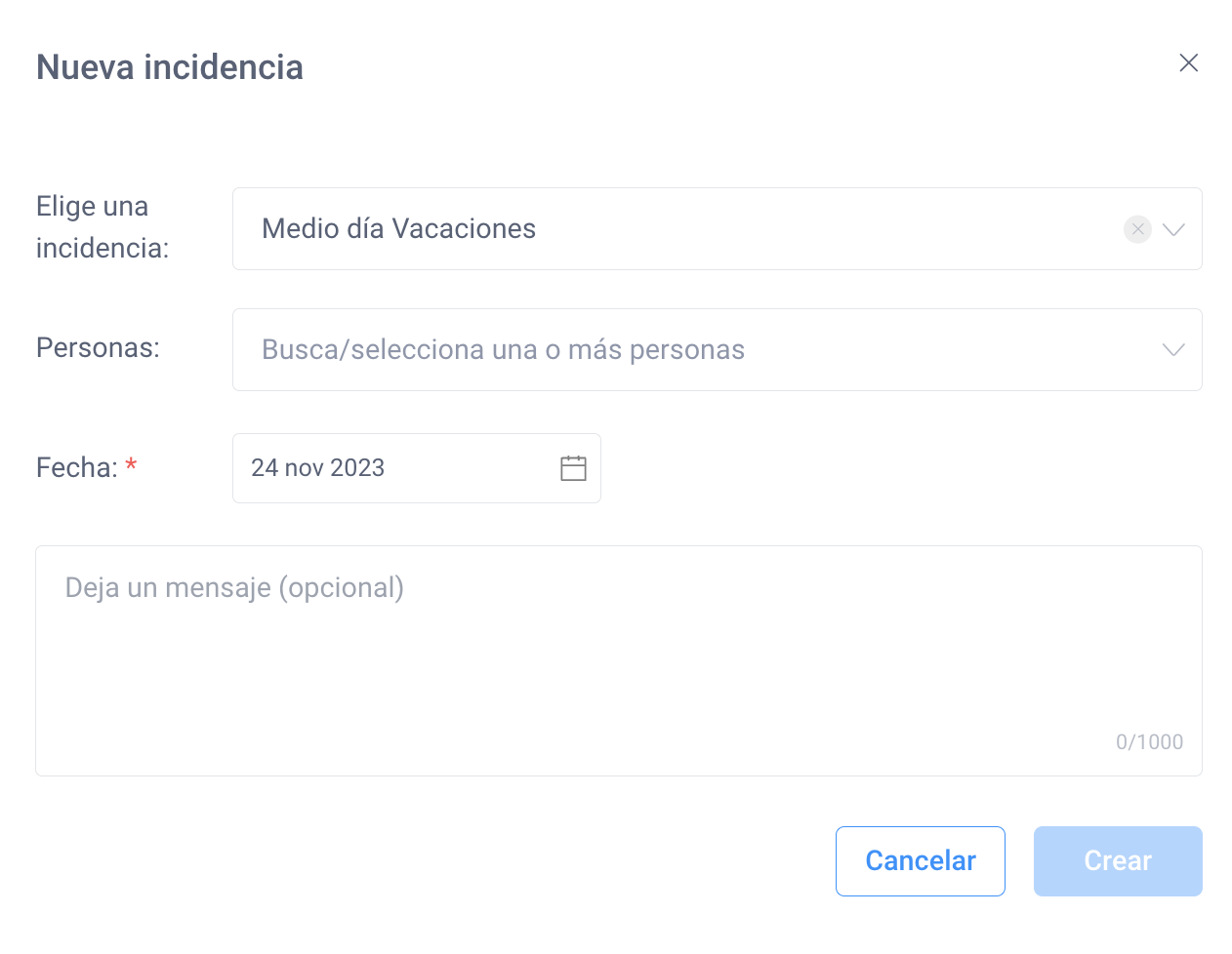 Crear Incidencia Individual