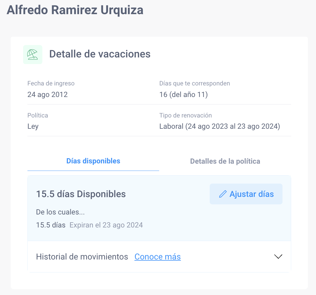 Medios días de Vacaciones